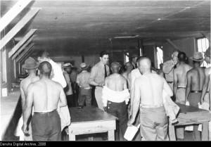 Inspection of Hoshidan Members at Tule Lake Segregation Center, 1945. Densho Archives.