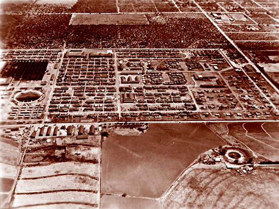 Aerial view of Crystal City alien internment camp in Texas
