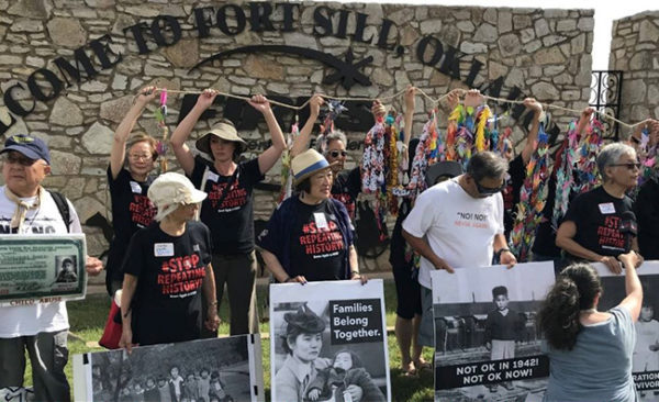 Direct action protest against proposed U.S. immigration detention of 1,600 unaccompanied children at Fort Sill, OK