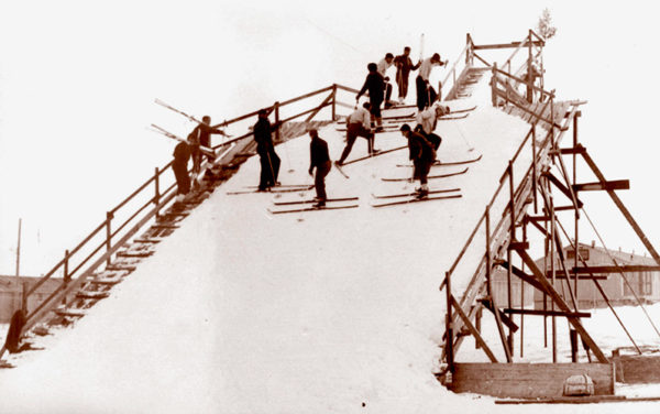 German internees built this ski slide at Fort Lincoln alien internment camp