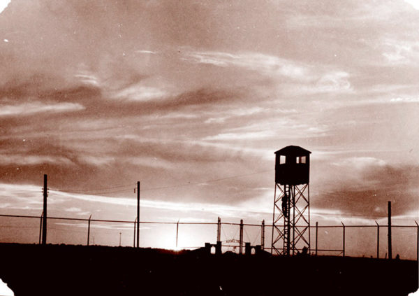 Guard tower at Fort Lincoln alien internment camp in North Dakota