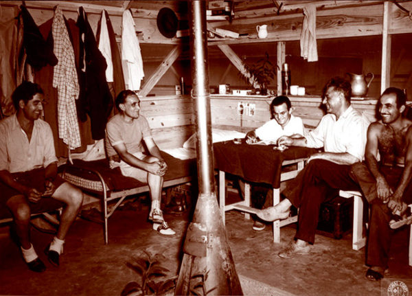 Interior of hutment at Camp Forrest, a U.S. Army internment camp in Tennessee for civilians and POWs